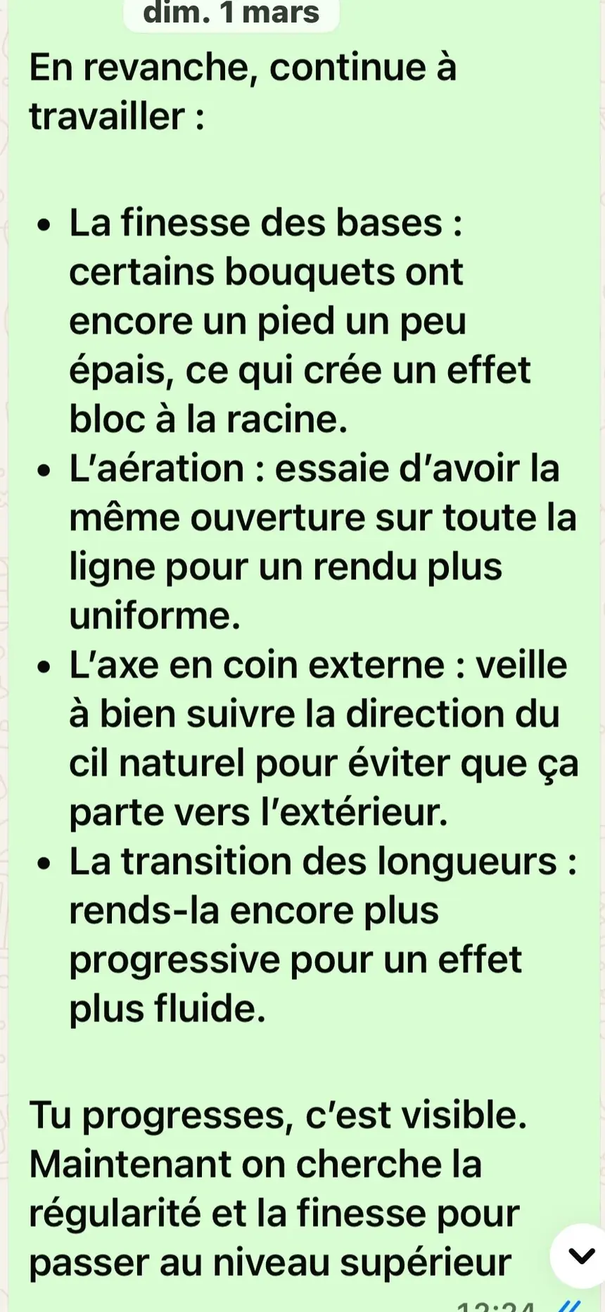 Corrections détaillées de nos formatrices sur WhatsApp