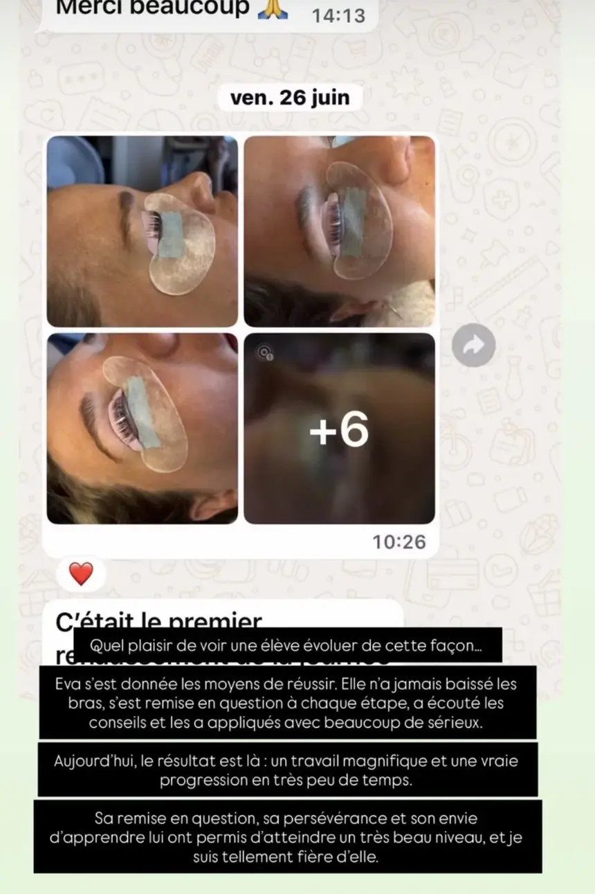 Suivi WhatsApp : notre équipe corrige le travail d’Eva