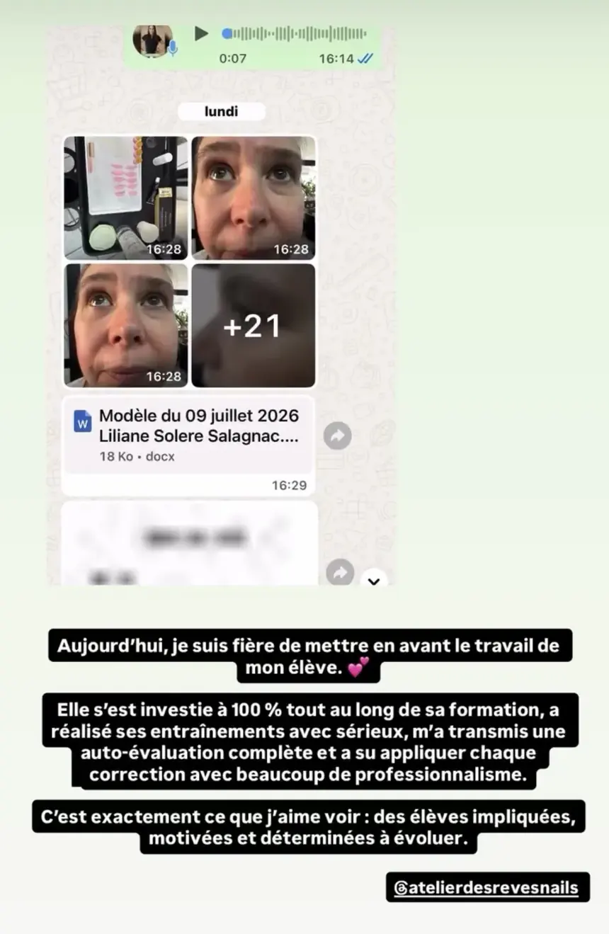 Une élève envoie sa pose pour correction